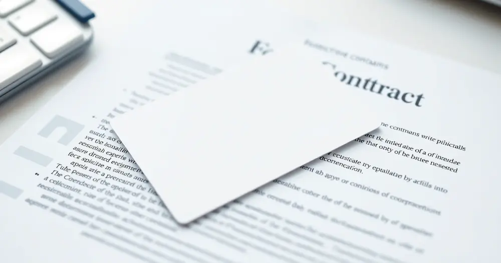 Cartão plástico genérico sobre contrato impresso em mesa de escritório