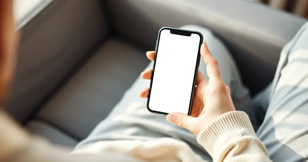Pessoa segurando celular com tela de aplicativo de operadora aberta